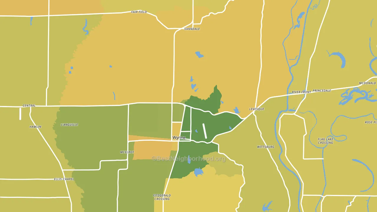Cross County, AR block-group voter-turnout map