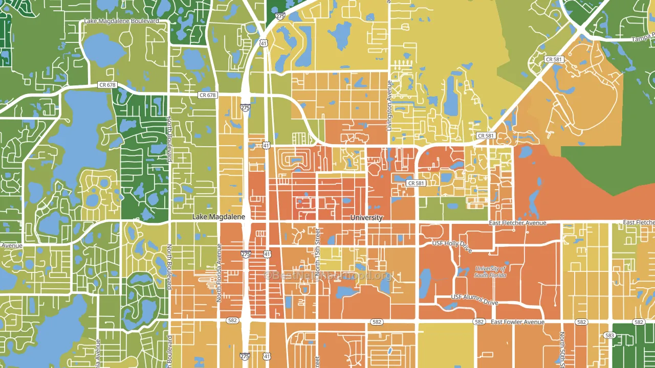 Cross Fletcher, University, FL block-group voter-turnout map