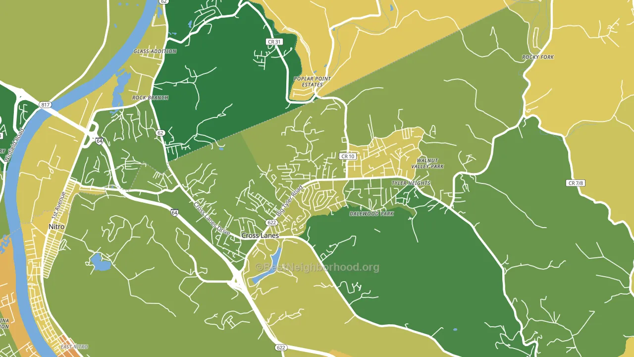 Cross Lanes, WV block-group voter-turnout map