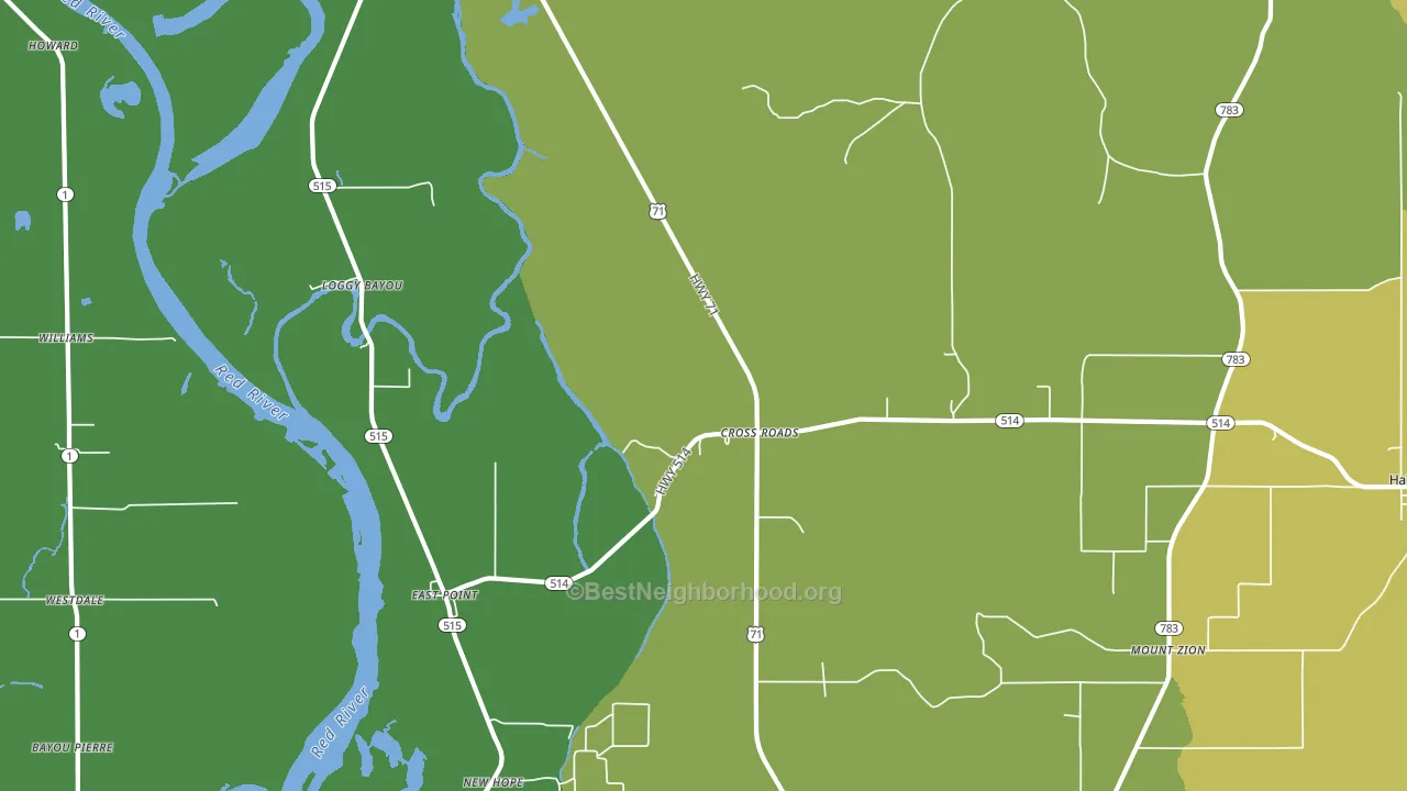 Cross Roads, LA block-group voter-turnout map