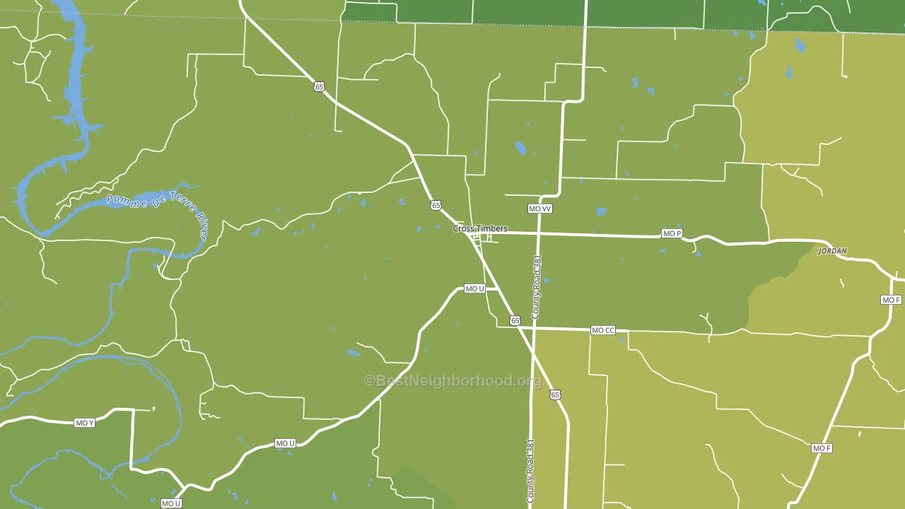 Cross Timbers, MO block-group voter-turnout map
