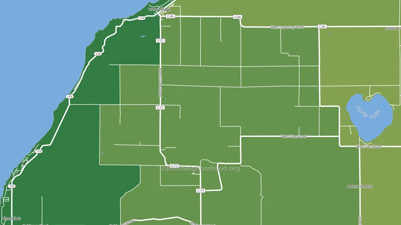 Cross Village, MI block-group voter-turnout map