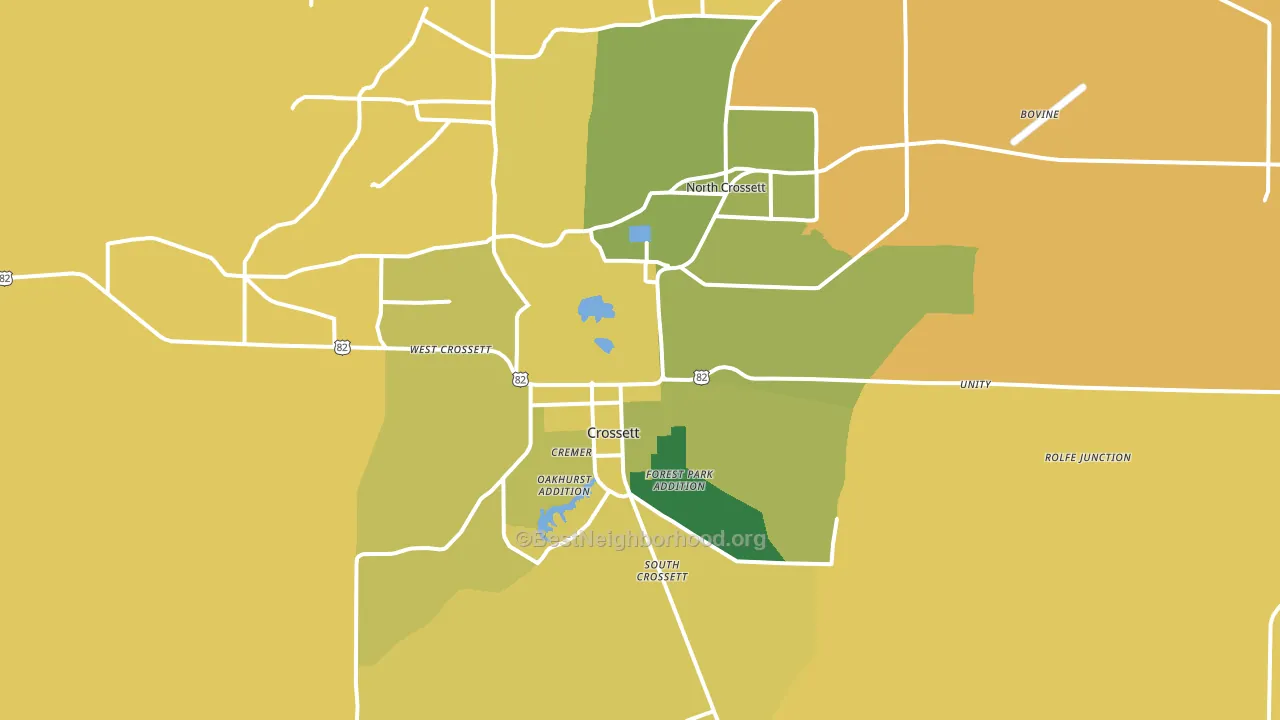 Crossett, AR block-group voter-turnout map