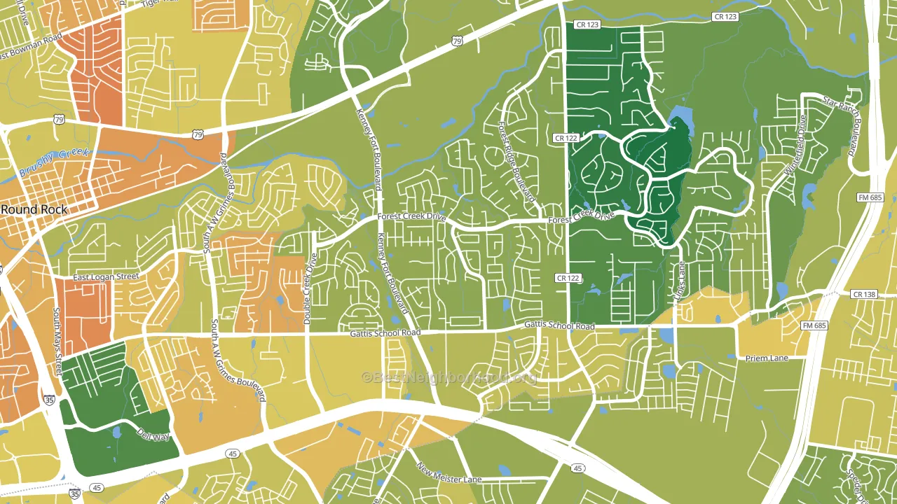 Crossley Crossing, Round Rock, TX block-group voter-turnout map