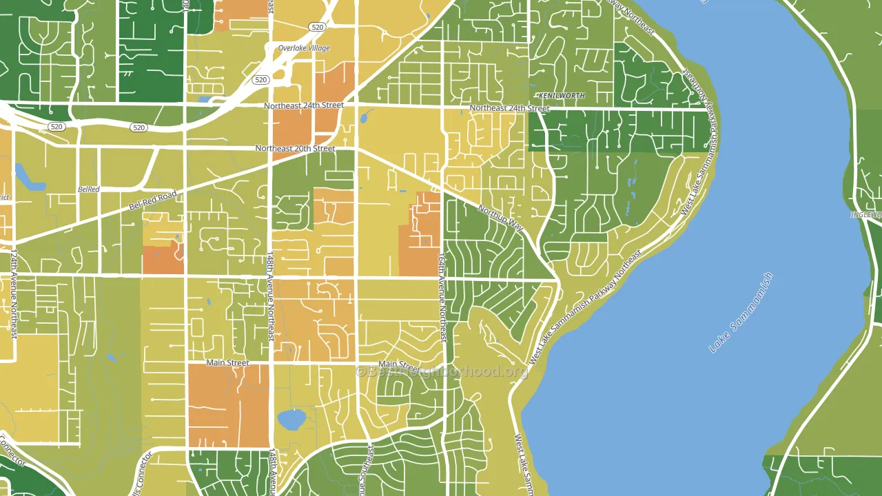 Crossroads, Bellevue, WA block-group voter-turnout map
