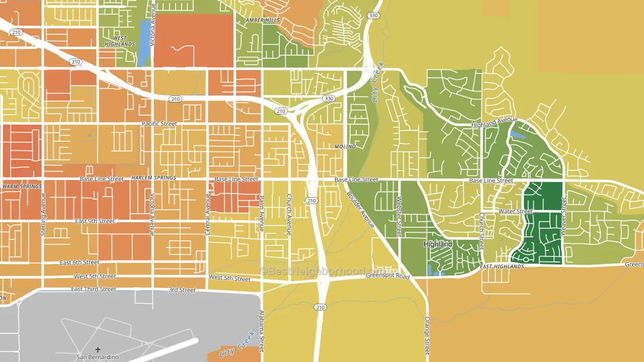 Crossroads, Highland, CA block-group voter-turnout map