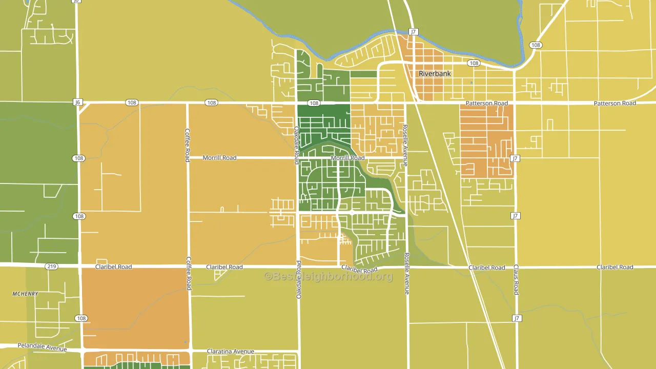 Crossroads-Riverbank, Riverbank, CA block-group voter-turnout map
