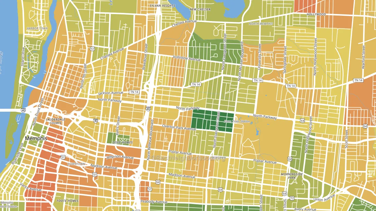 Crosstown, Memphis, TN block-group voter-turnout map