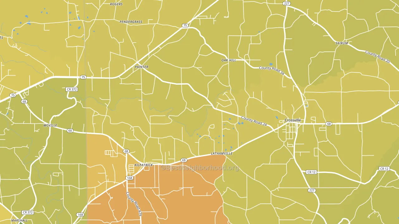 Crossville, AL block-group voter-turnout map