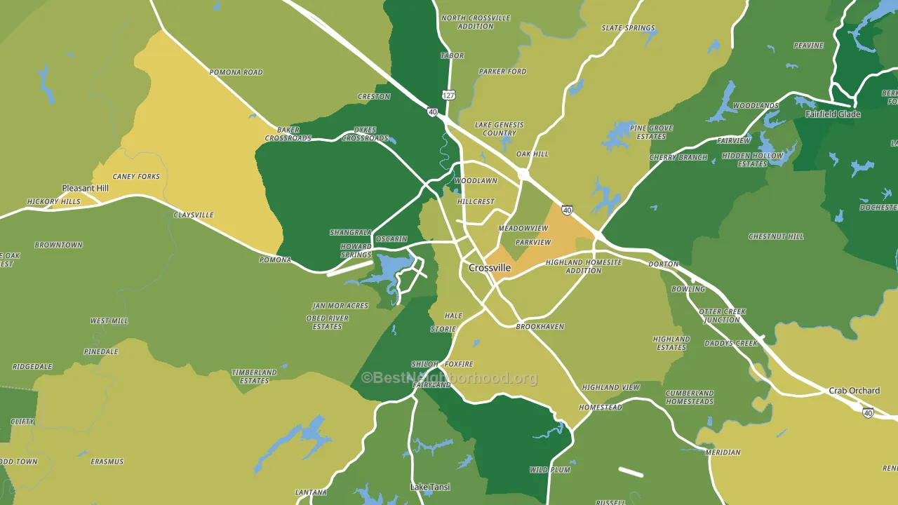 Crossville, TN block-group voter-turnout map