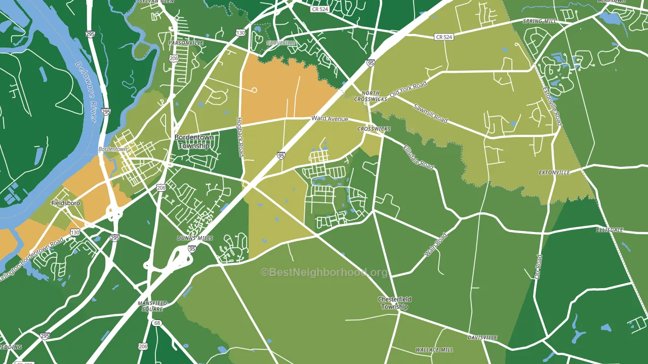 Crosswicks, NJ block-group voter-turnout map