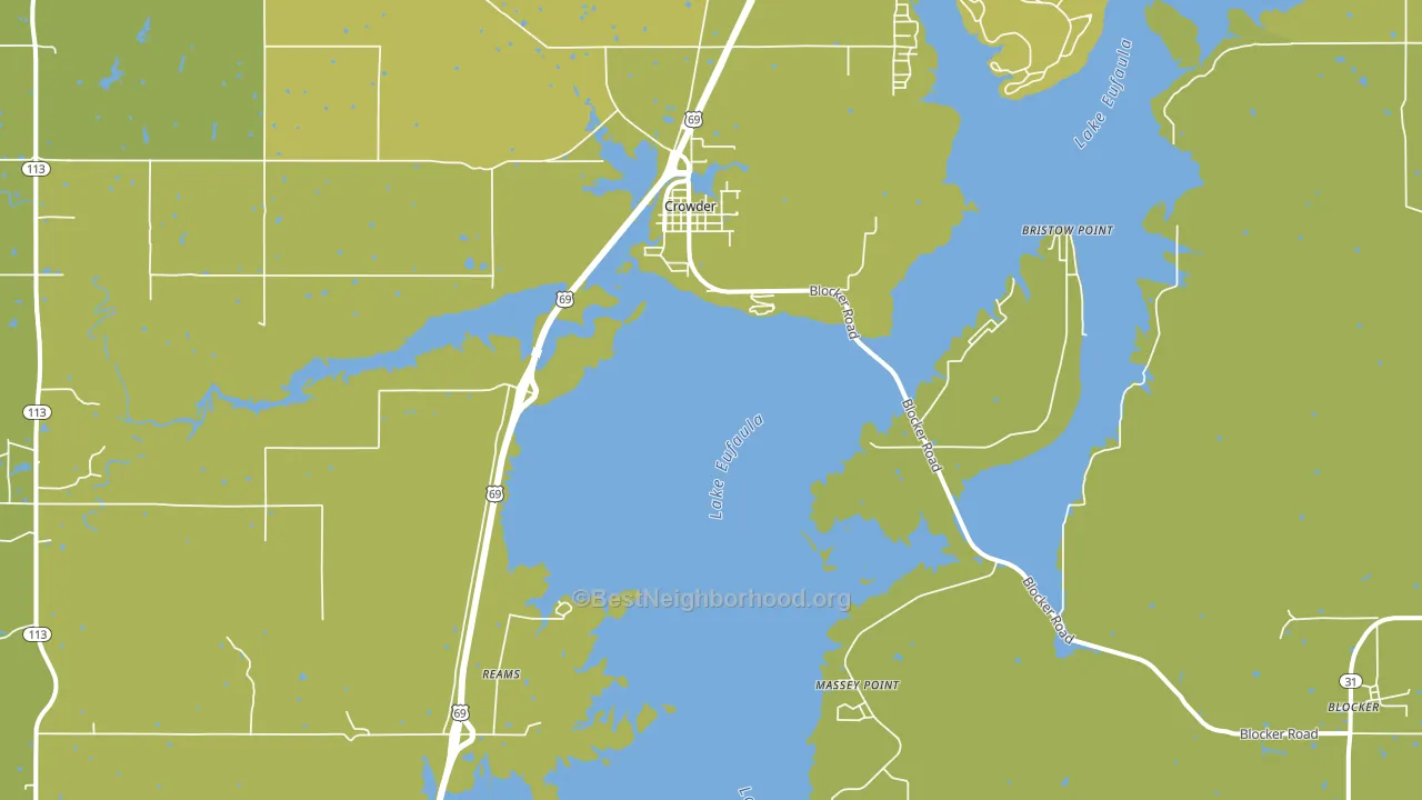 Crowder, OK block-group voter-turnout map