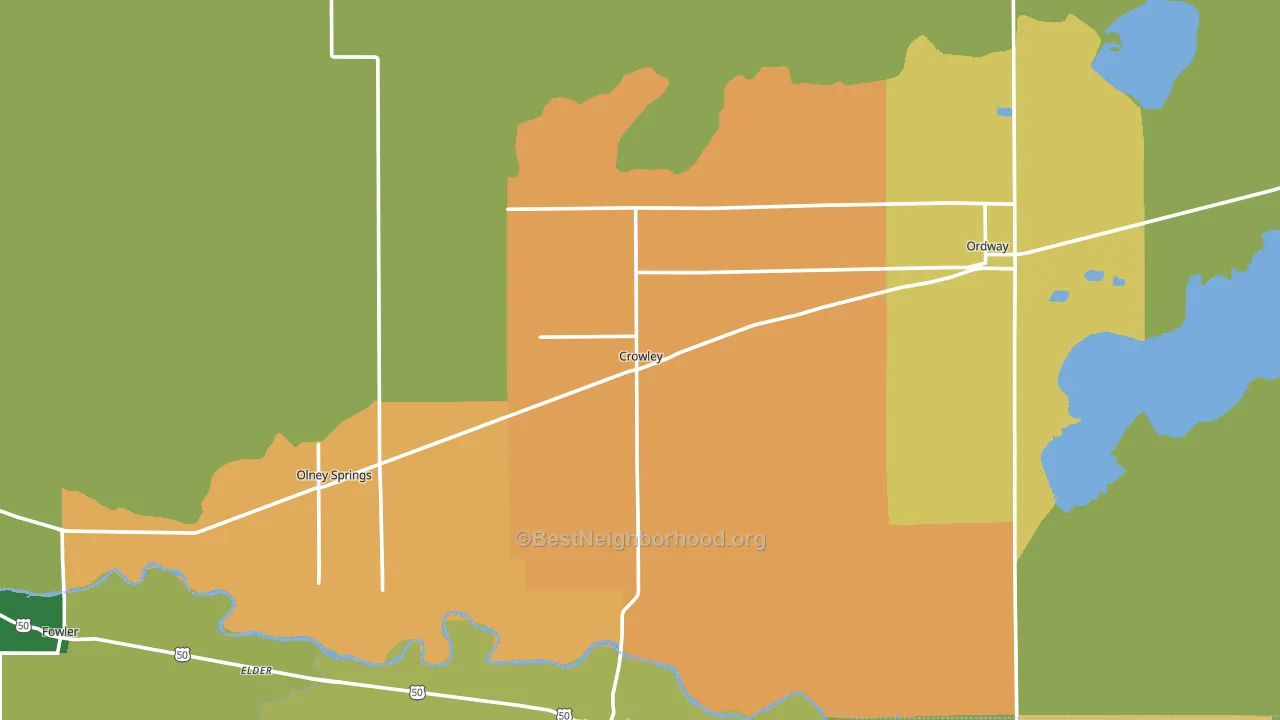 Crowley County, CO block-group voter-turnout map