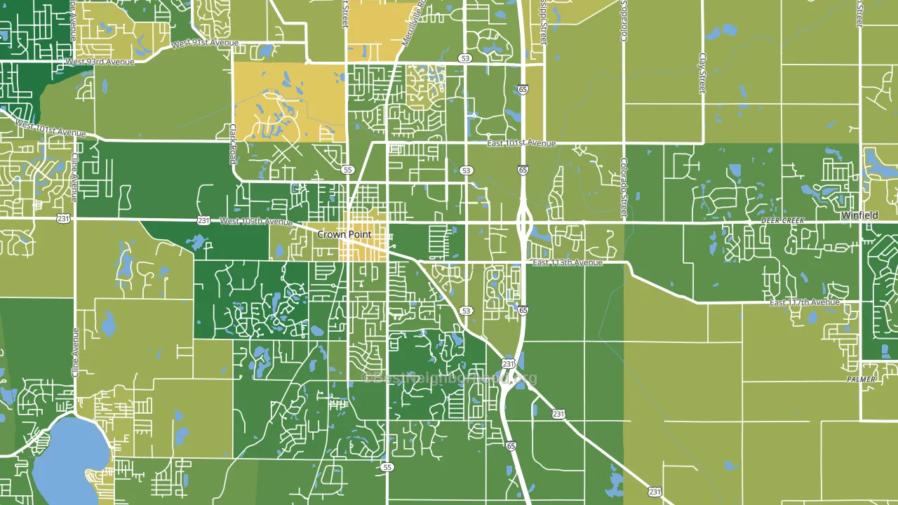 Crown Point, IN block-group voter-turnout map