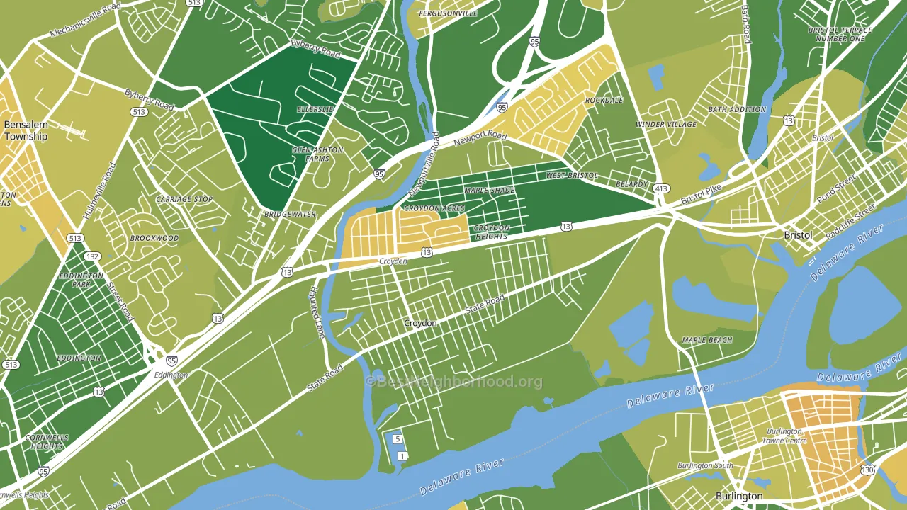 Croydon, PA block-group voter-turnout map