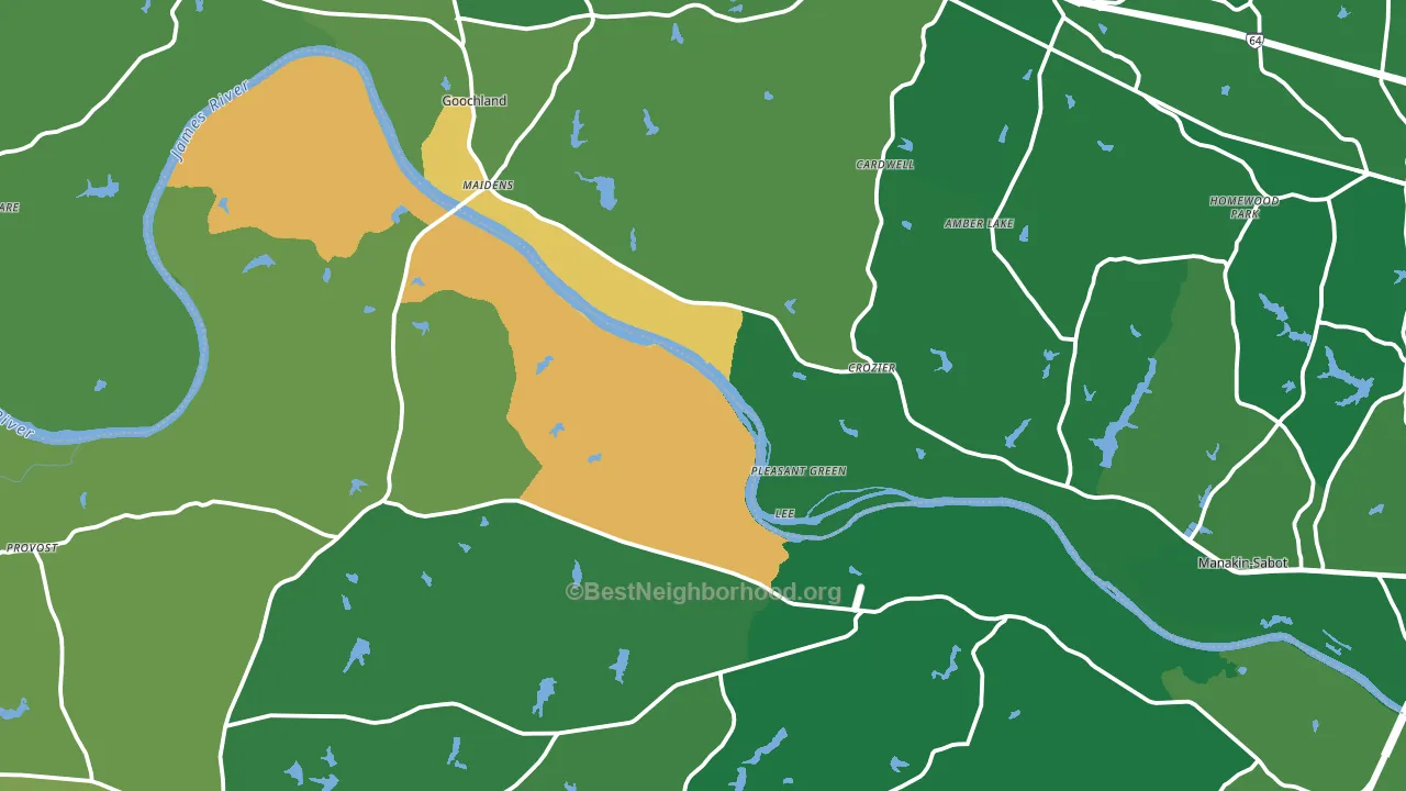 Crozier, VA block-group voter-turnout map