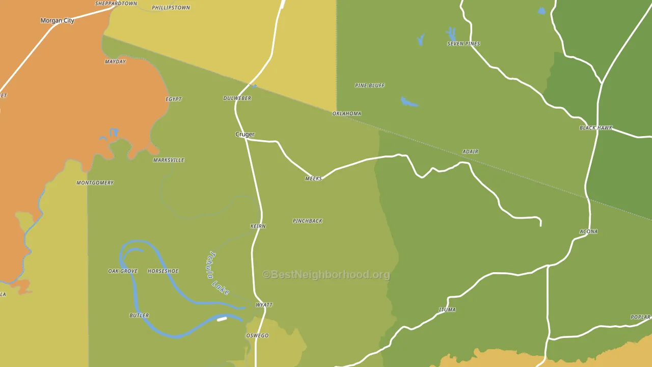 Cruger, MS block-group voter-turnout map