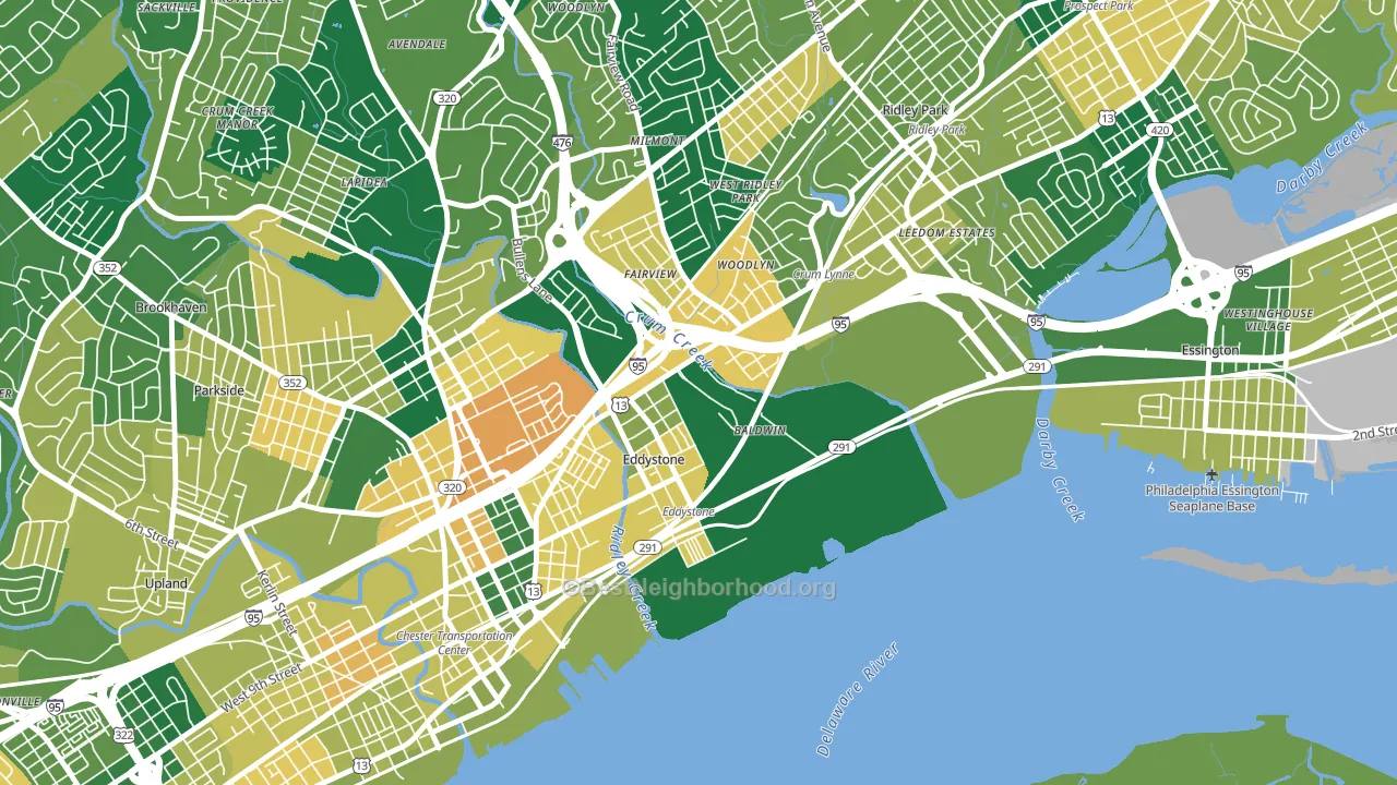 Crum Lynne, PA block-group voter-turnout map