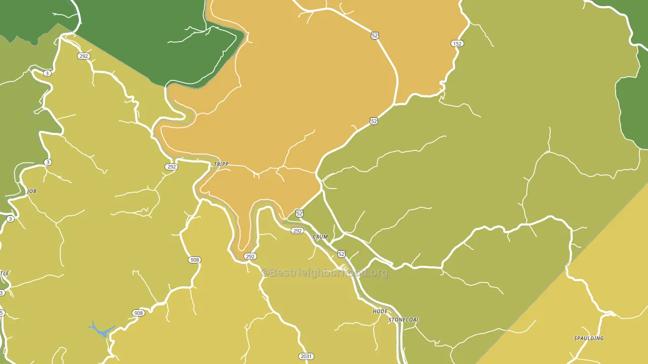 Crum, WV block-group voter-turnout map