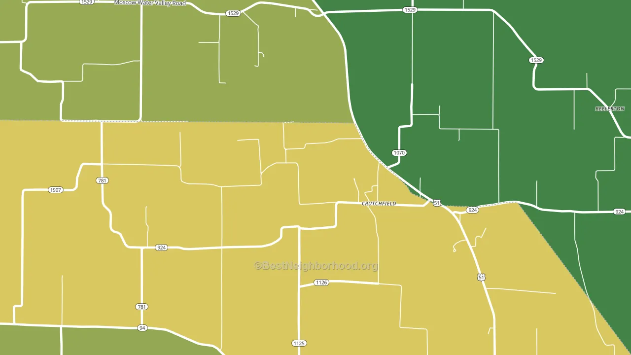 Crutchfield, KY block-group voter-turnout map