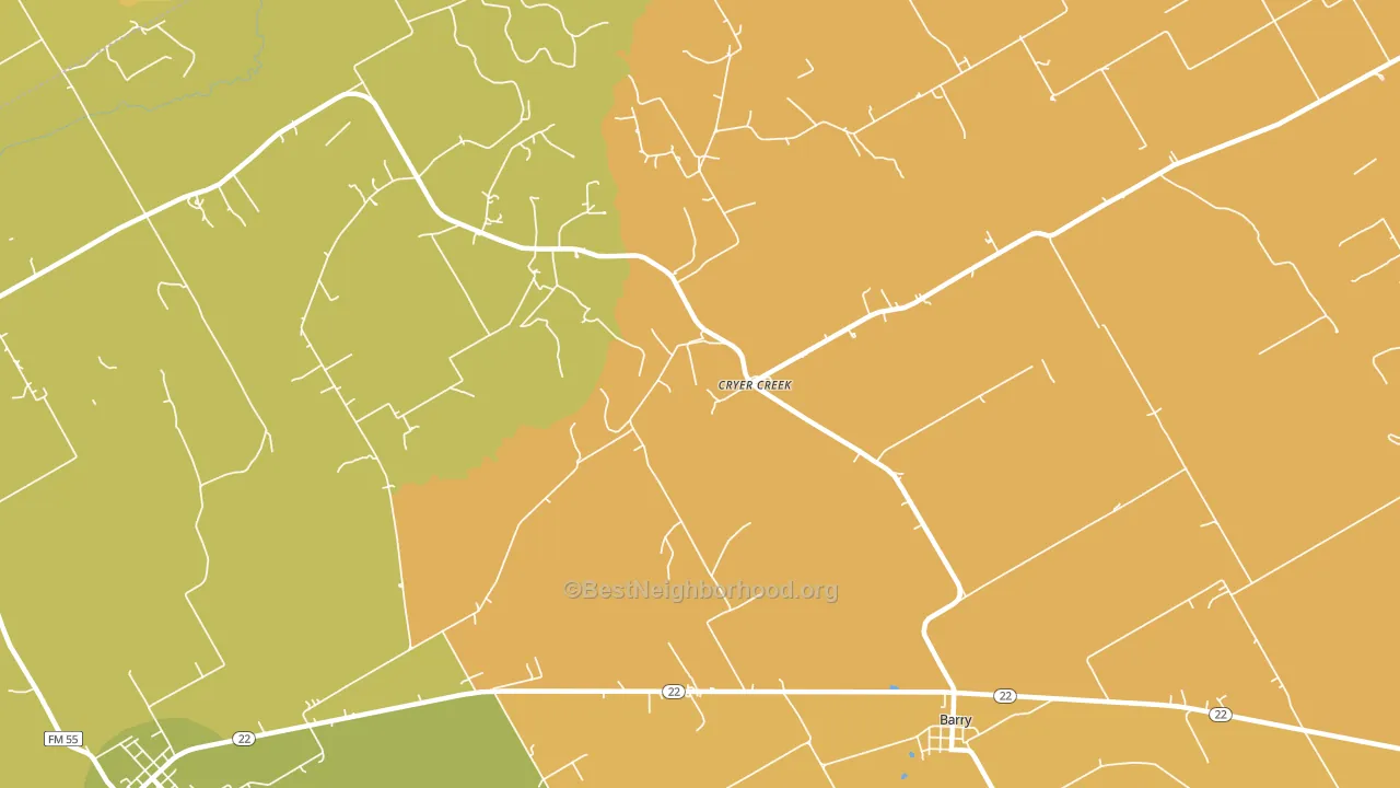 Cryer Creek, TX block-group voter-turnout map