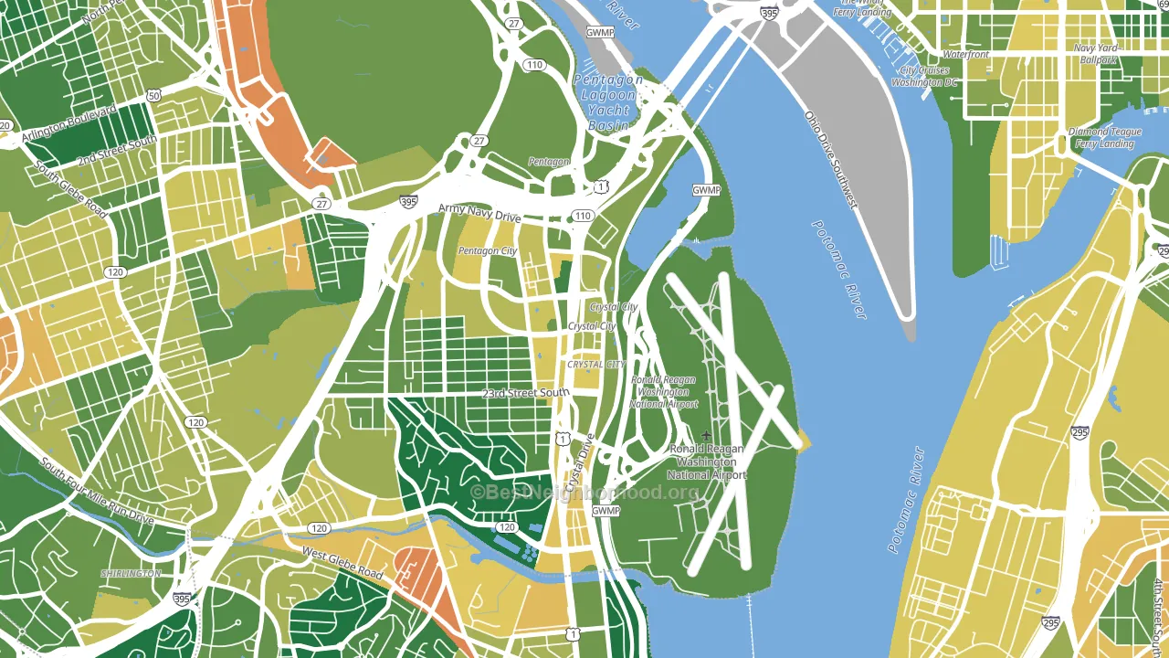 Crystal City, Arlington, VA block-group voter-turnout map