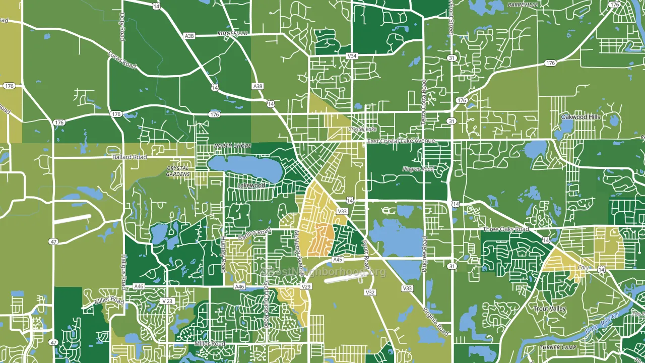 Crystal Lake, IL block-group voter-turnout map