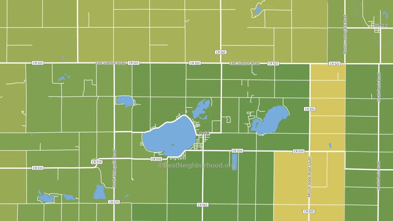 Crystal, MI block-group voter-turnout map