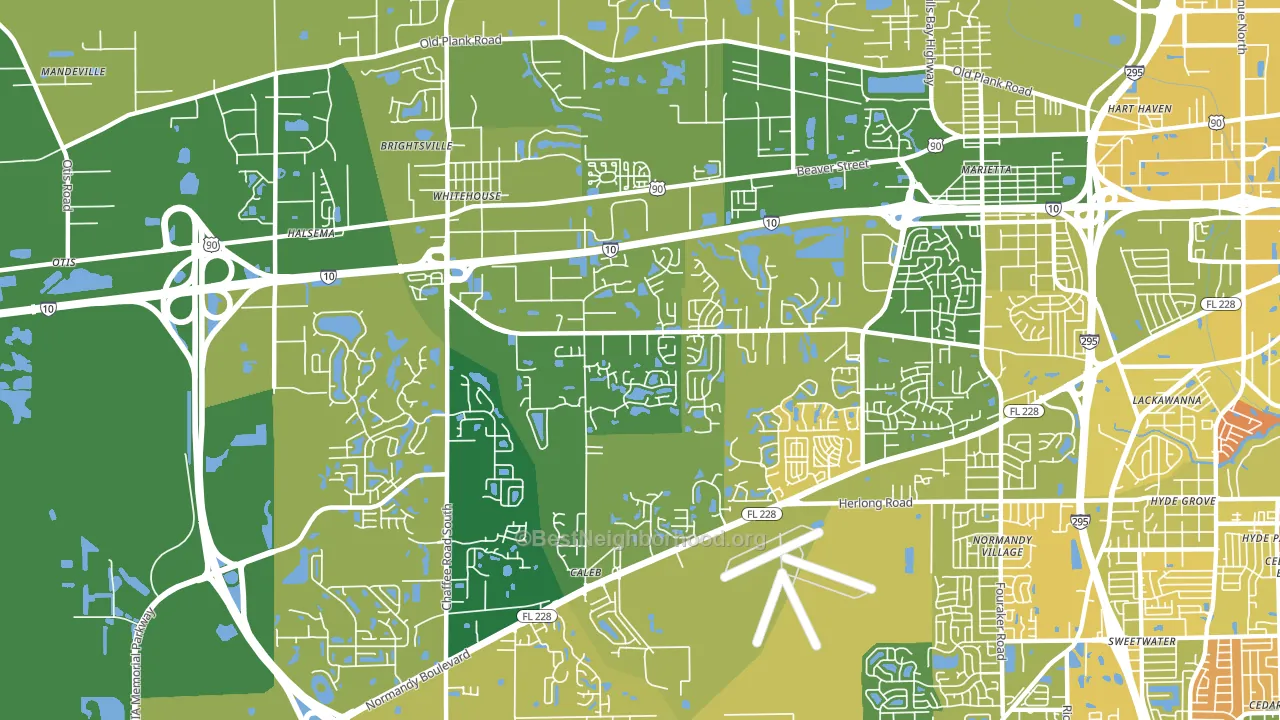 Crystal Springs, Jacksonville, FL block-group voter-turnout map