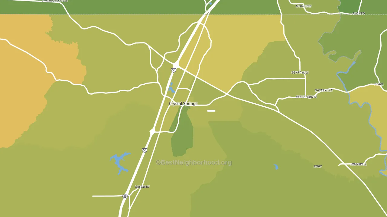 Crystal Springs, MS block-group voter-turnout map