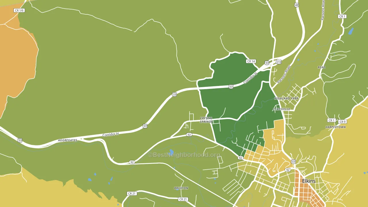 Crystal Springs, WV block-group voter-turnout map