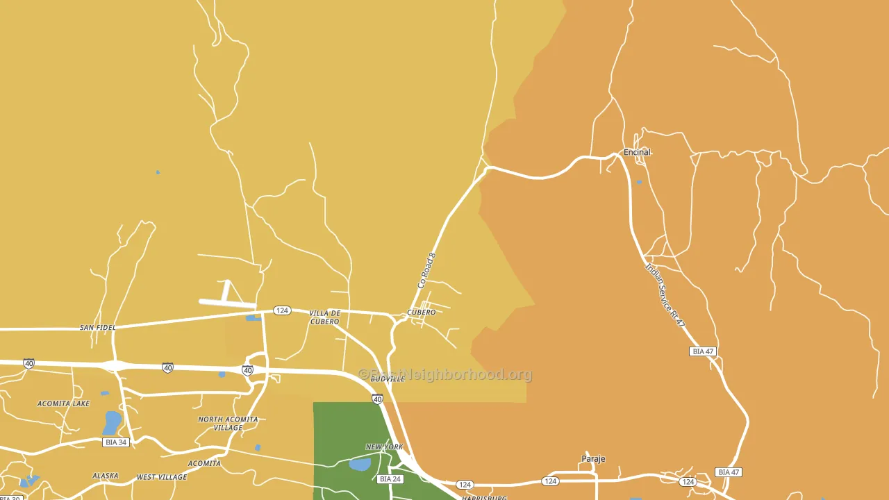 Cubero, NM block-group voter-turnout map