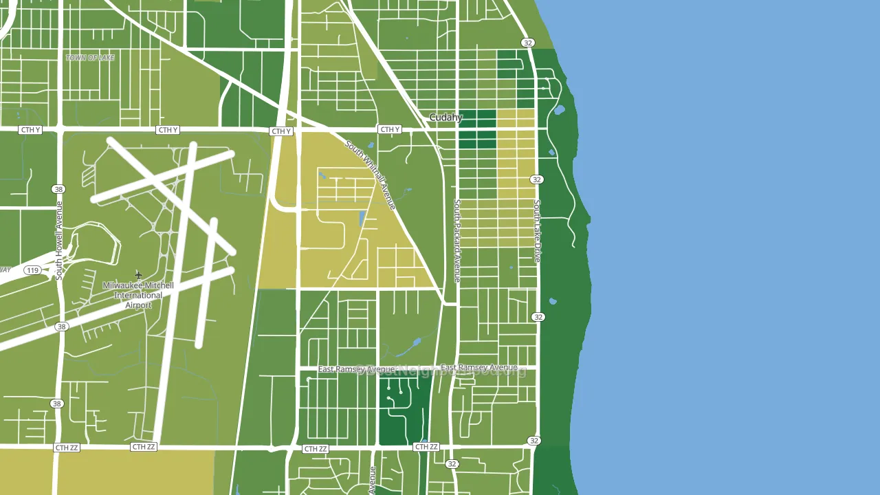 Cudahy, WI block-group voter-turnout map