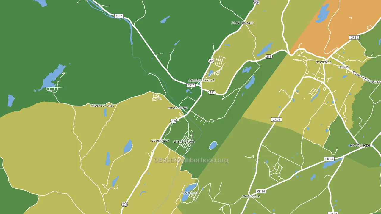Cuddebackville, NY block-group voter-turnout map