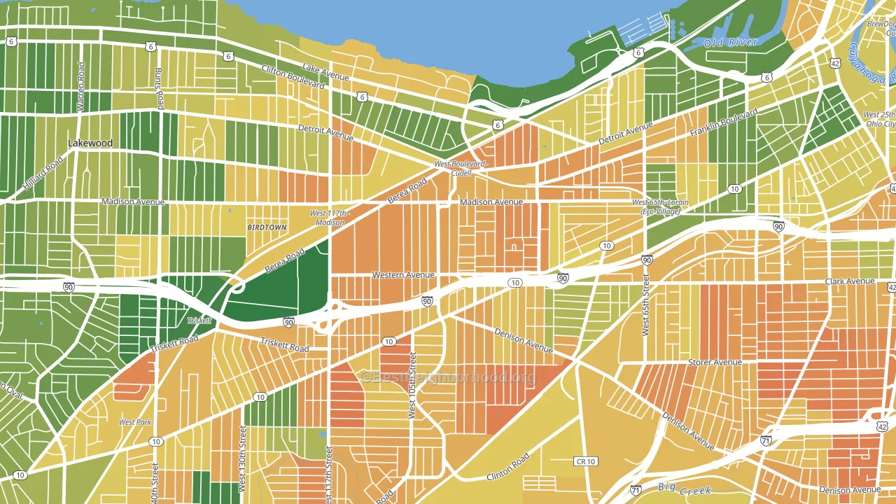 Cudell, Cleveland, OH block-group voter-turnout map
