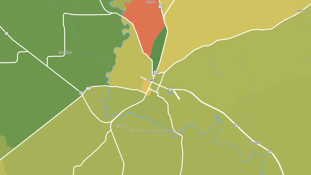 Cuero, TX block-group voter-turnout map