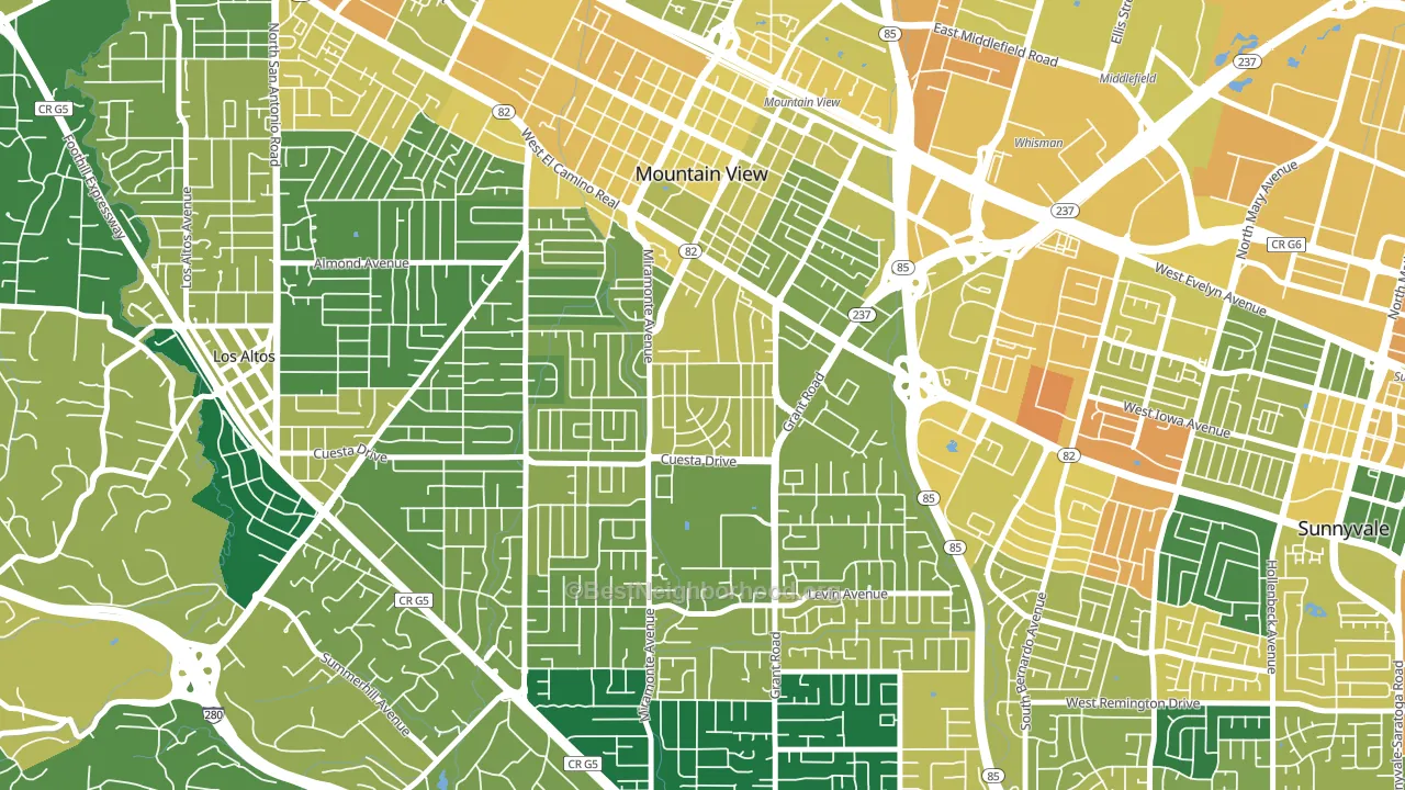 Cuesta Park, Mountain View, CA block-group voter-turnout map