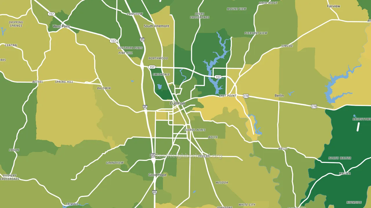 Cullman, AL block-group voter-turnout map