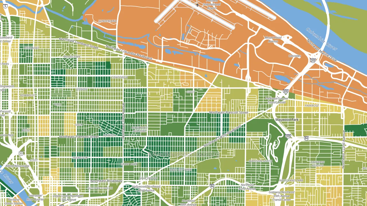 Cully, Portland, OR block-group voter-turnout map