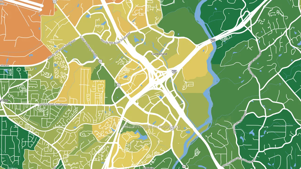 Cumberland, Atlanta, GA block-group voter-turnout map