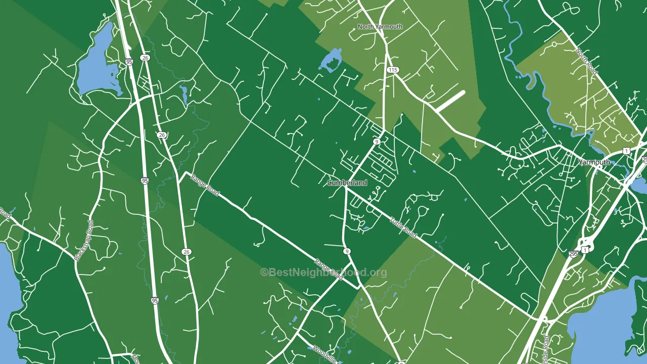 Cumberland Center, ME block-group voter-turnout map