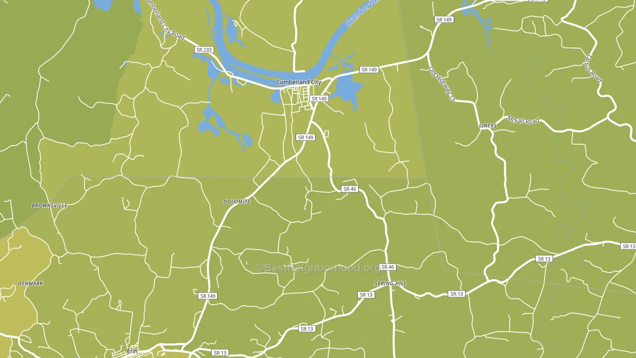 Cumberland City, TN block-group voter-turnout map