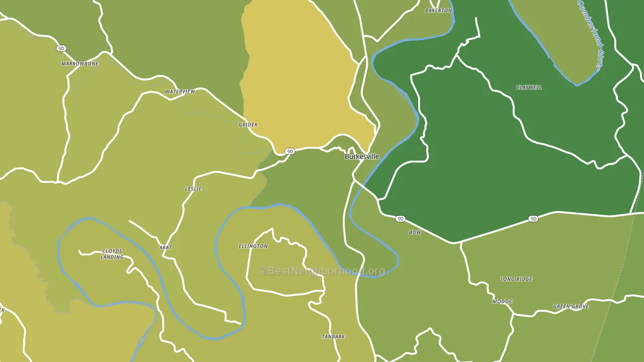 Cumberland County, KY block-group voter-turnout map