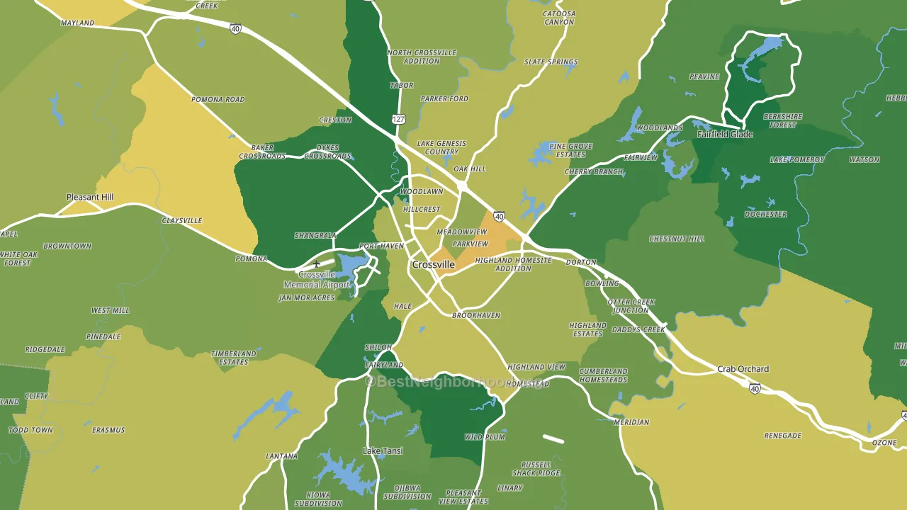Cumberland County, TN block-group voter-turnout map