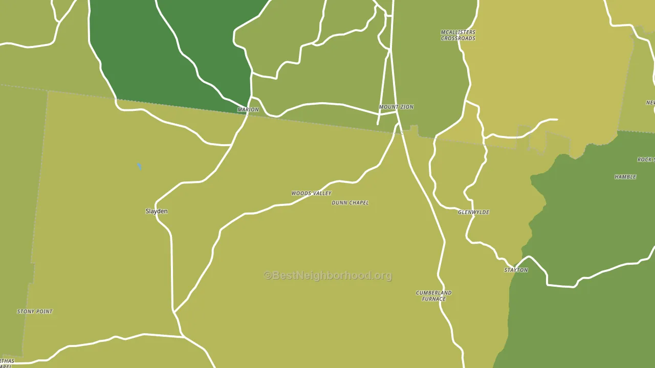 Cumberland Furnace, TN block-group voter-turnout map