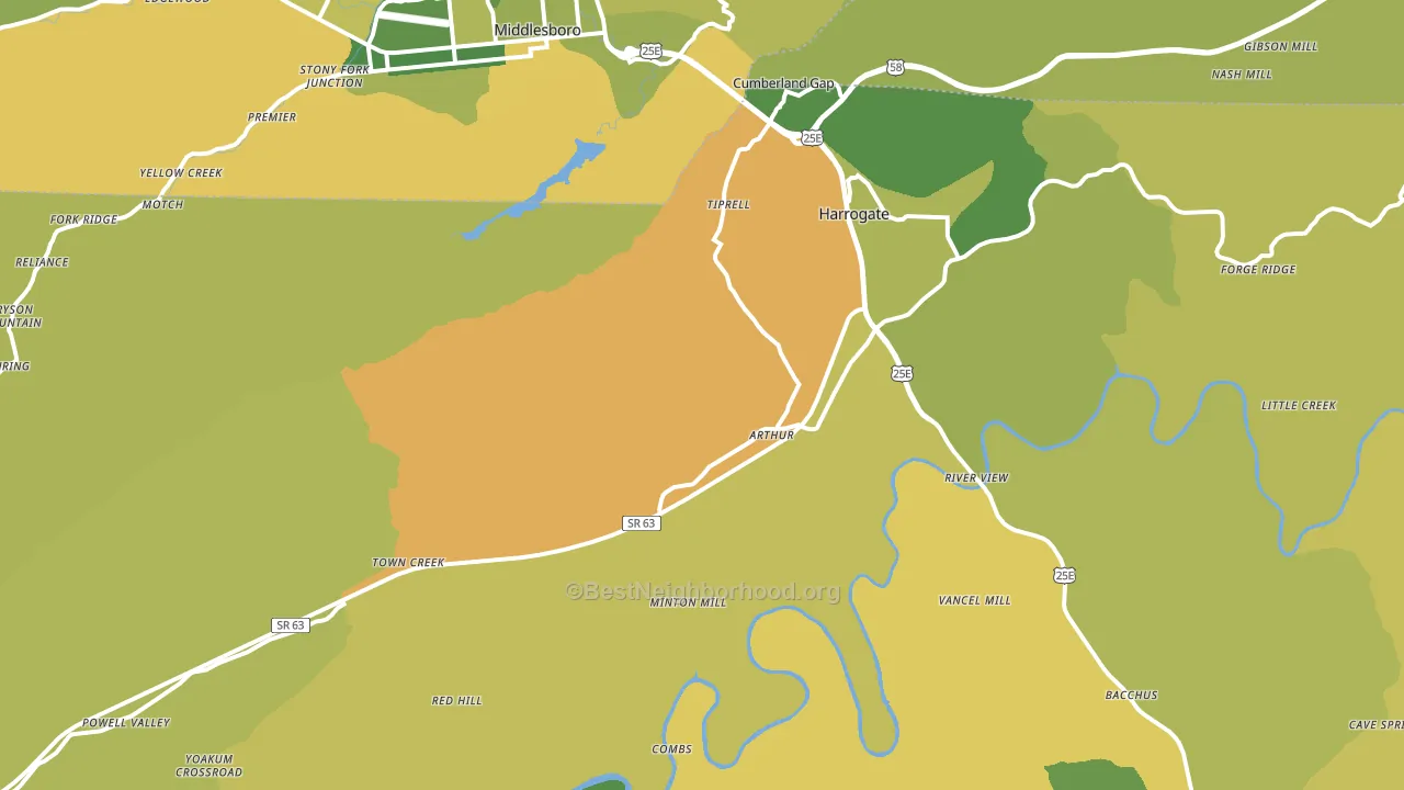 Cumberland Gap, TN block-group voter-turnout map