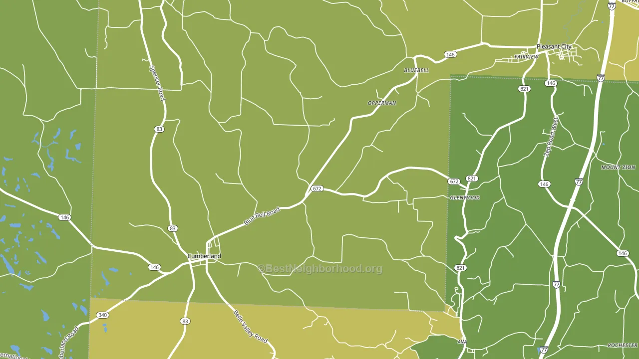 Cumberland, OH block-group voter-turnout map