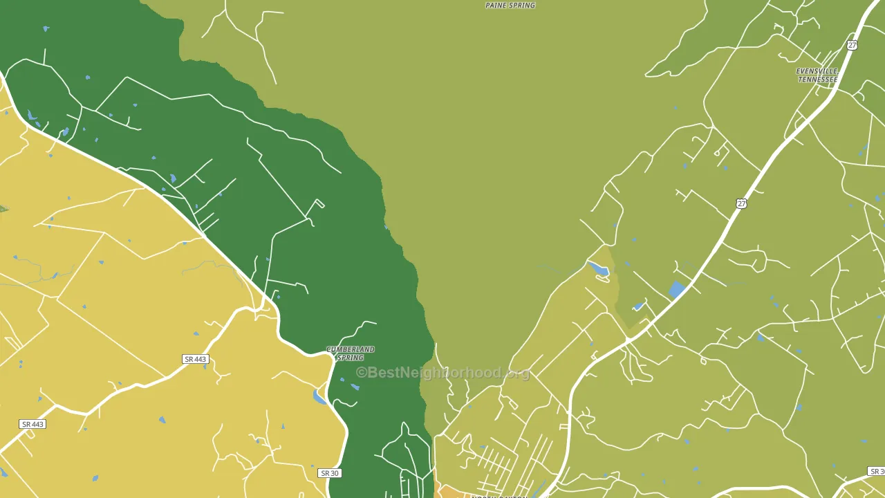 Cumberland Springs, TN block-group voter-turnout map