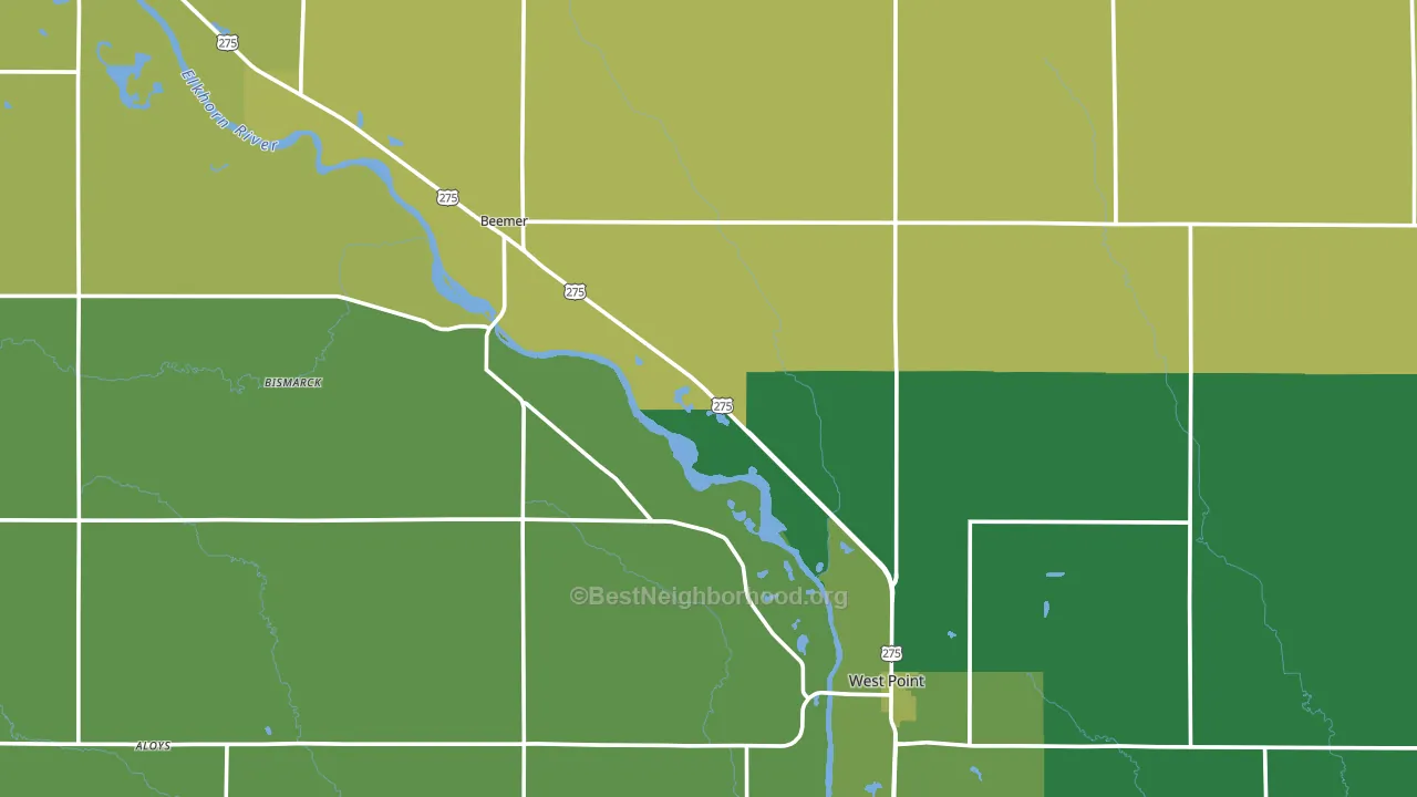 Cuming County, NE block-group voter-turnout map