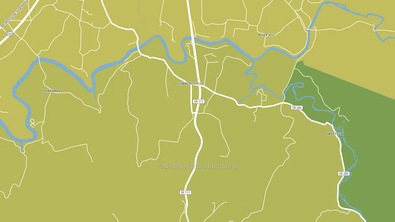 Cummingsville, TN block-group voter-turnout map